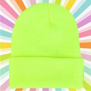 Acid Yellow Beanie Took Winter Hat New Ski Hat Snow Hat